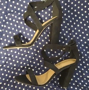 Strappy Block Heels - Black